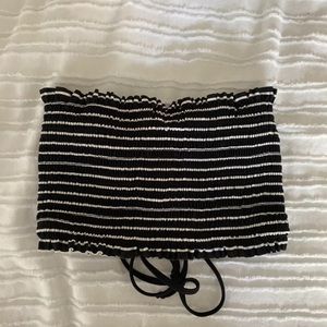 Black and white bandeau bikini top